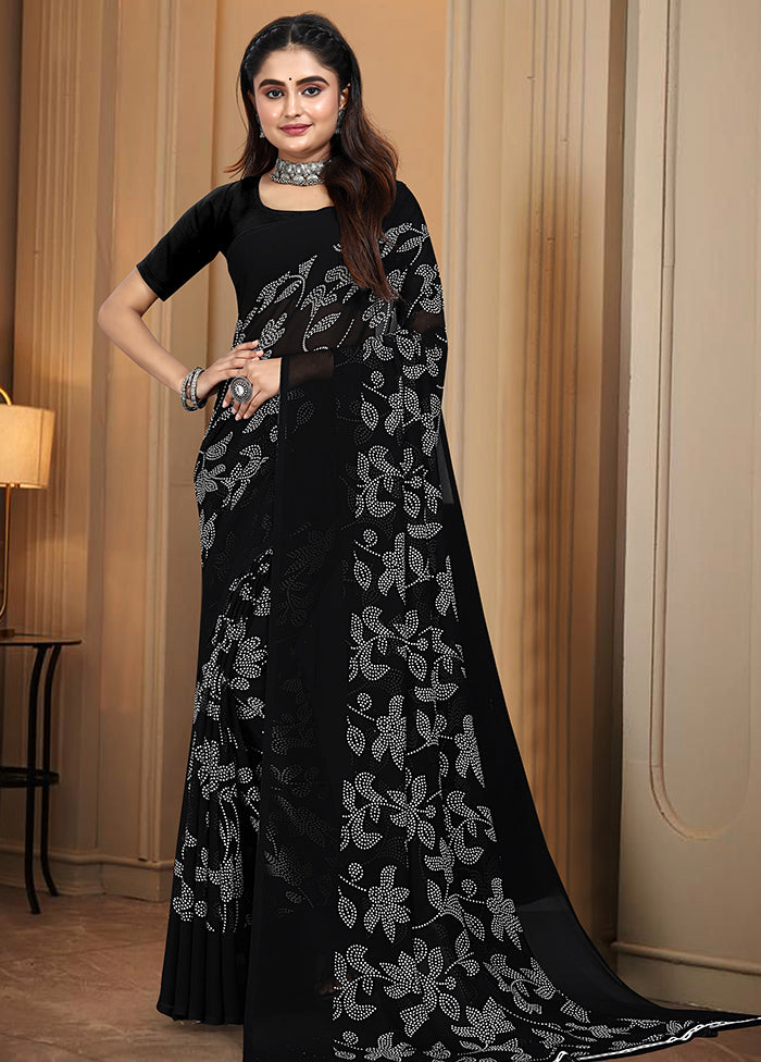 Black Georgette Saree With Blouse Piece