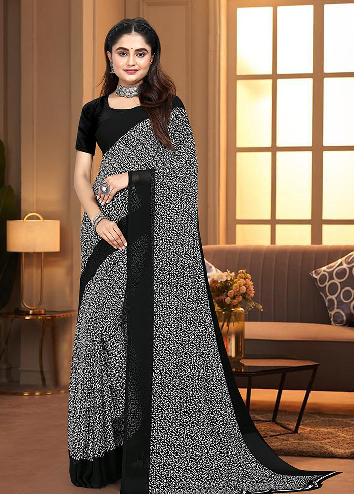 Black Georgette Saree With Blouse Piece