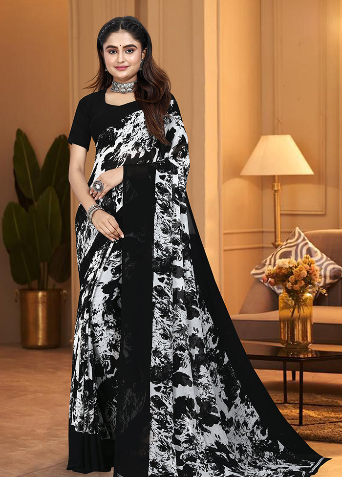 Black Georgette Saree With Blouse Piece