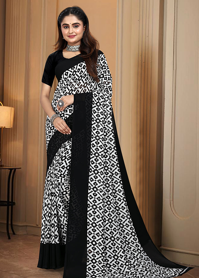 Black Georgette Saree With Blouse Piece