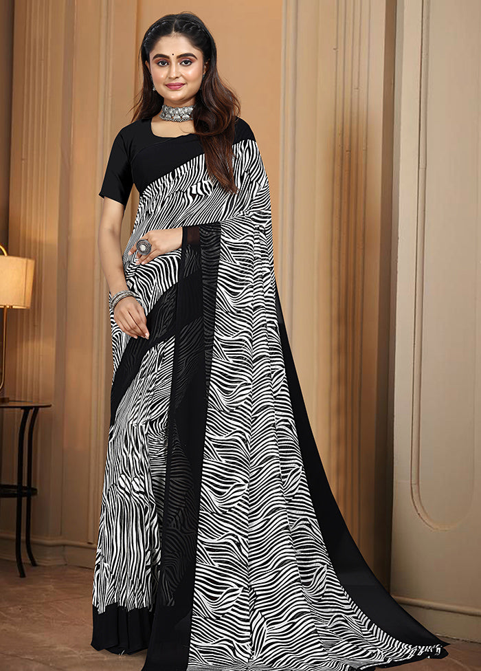 Black Georgette Saree With Blouse Piece