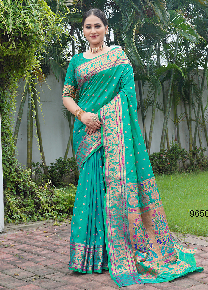 Rama Dupion Silk Saree With Blouse Piece