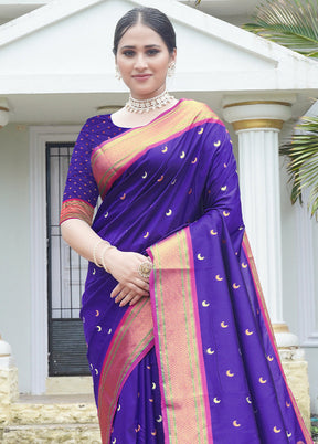 Blue Dupion Silk Saree With Blouse Piece