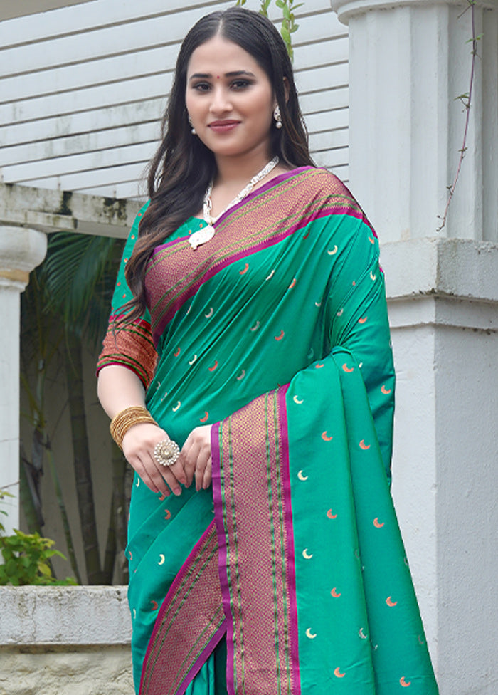 Rama Dupion Silk Saree With Blouse Piece