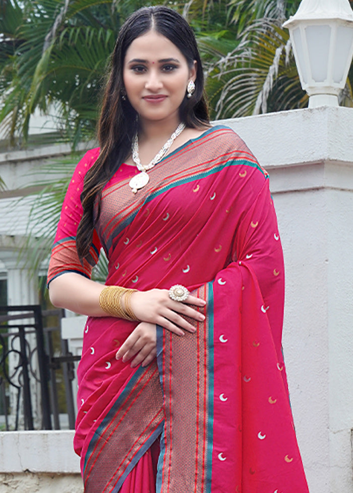 Pink Dupion Silk Saree With Blouse Piece