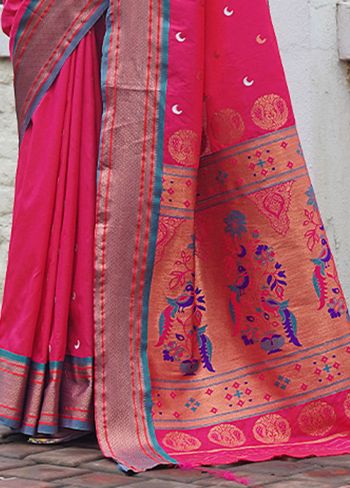 Pink Dupion Silk Saree With Blouse Piece