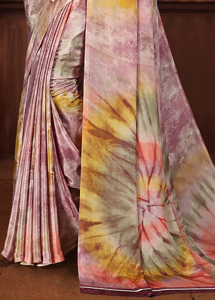 Wine Crepe Silk Saree With Blouse Piece