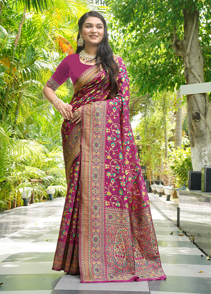 Wine Pasmina Silk Saree With Blouse Piece