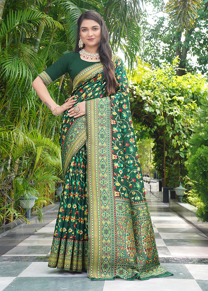 Green Pasmina Silk Saree With Blouse Piece