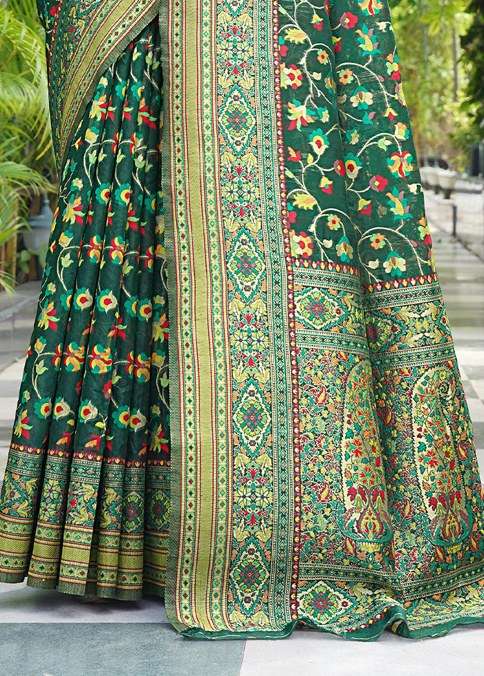 Green Pasmina Silk Saree With Blouse Piece