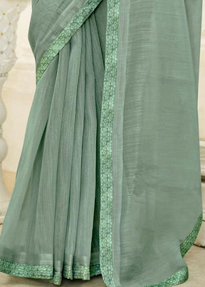 Green Cotton Saree With Blouse Piece