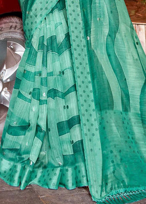 Green Chanderi Silk Saree With Blouse Piece