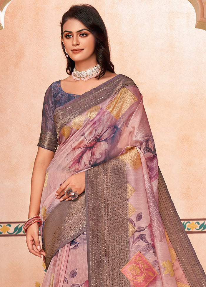 Multicolor Spun Silk Saree With Blouse Piece