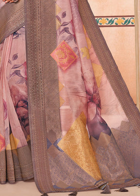 Multicolor Spun Silk Saree With Blouse Piece