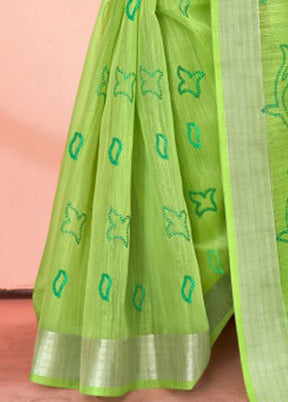 Light Green Chanderi Silk Saree With Blouse Piece