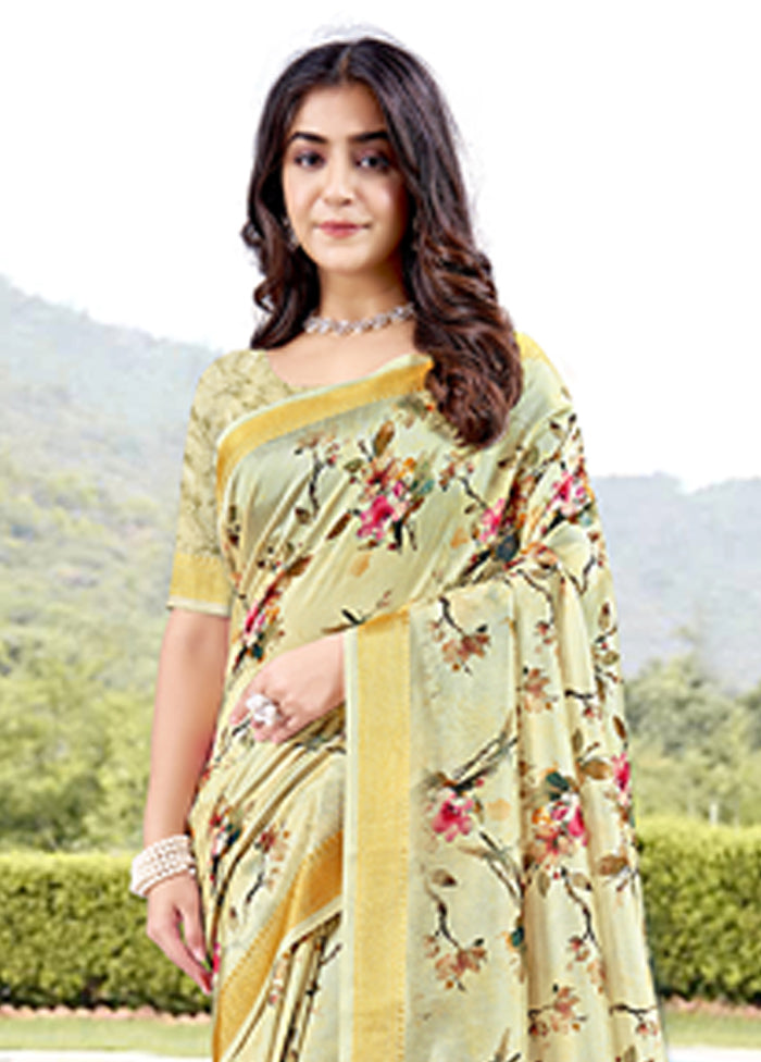 Mustard Spun Silk Saree With Blouse Piece