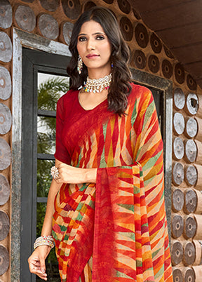 Multicolor Georgette Saree With Blouse Piece