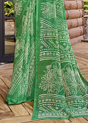 Green Georgette Saree With Blouse Piece