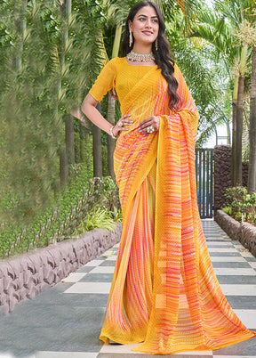 Multicolor Georgette Saree With Blouse Piece