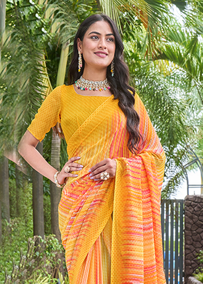 Multicolor Georgette Saree With Blouse Piece