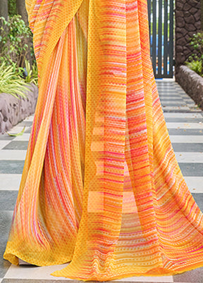 Multicolor Georgette Saree With Blouse Piece