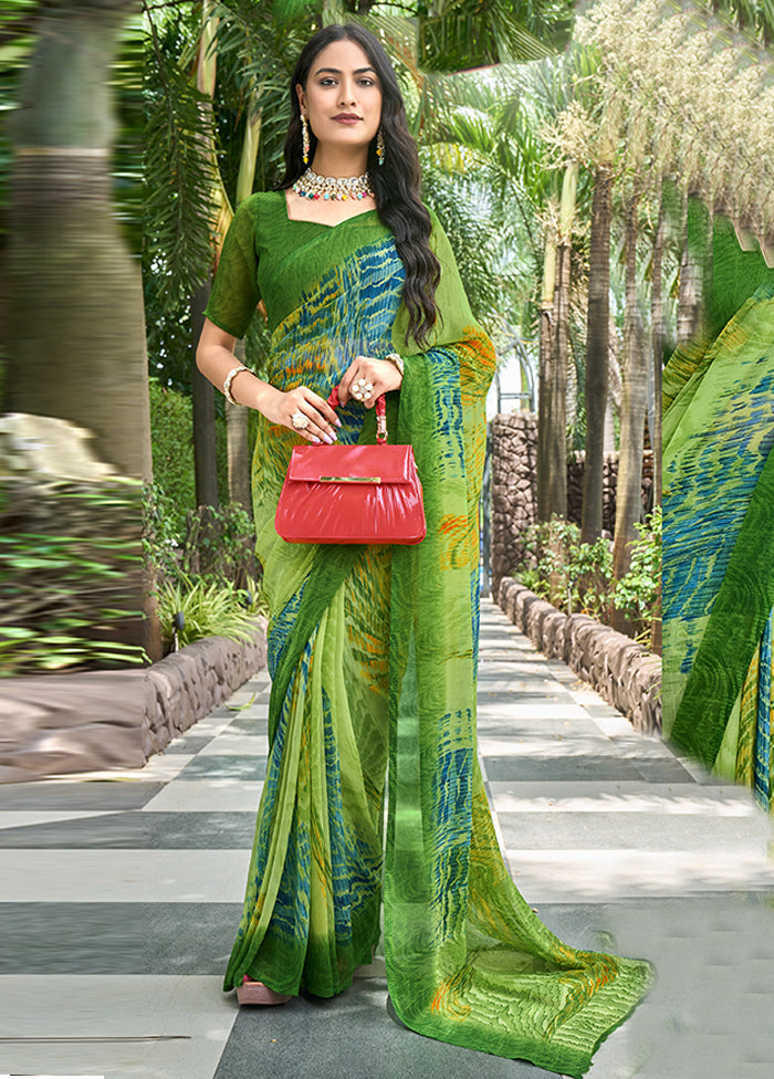 Multicolor Georgette Saree With Blouse Piece