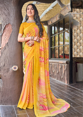 Multicolor Georgette Saree With Blouse Piece