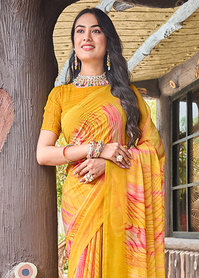 Multicolor Georgette Saree With Blouse Piece