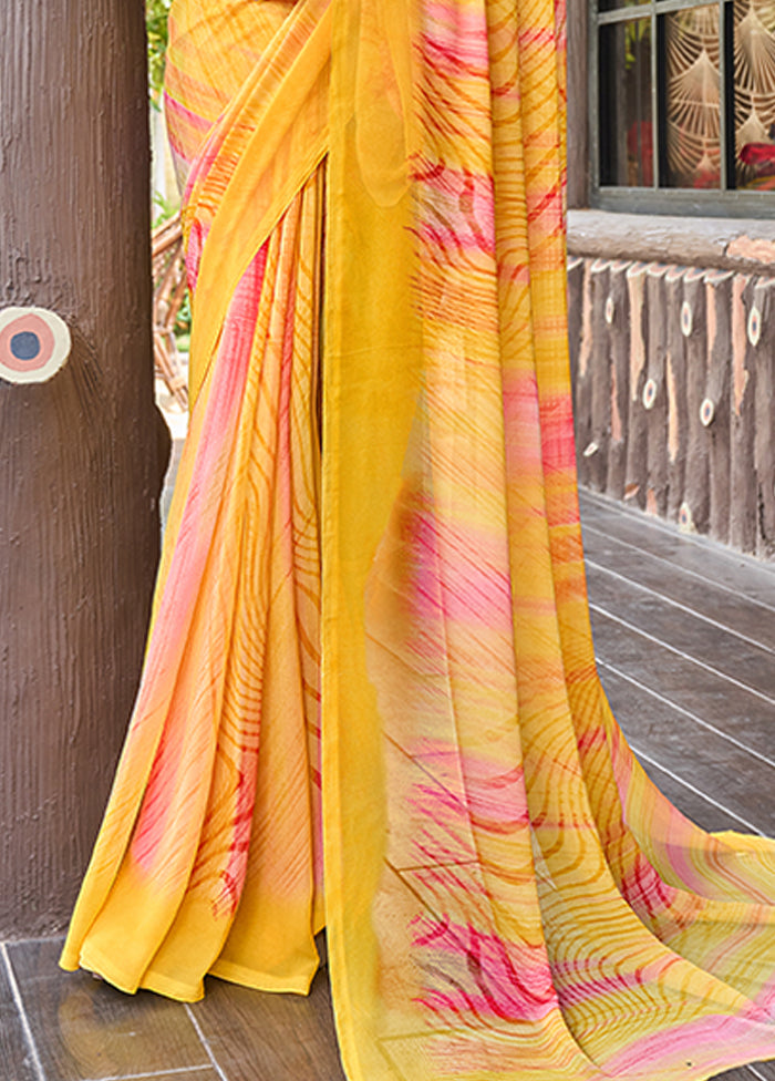 Multicolor Georgette Saree With Blouse Piece