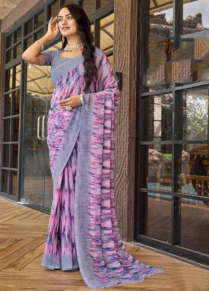 Multicolor Georgette Saree With Blouse Piece