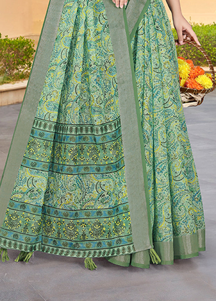 Multicolor Linen Silk Saree With Blouse Piece