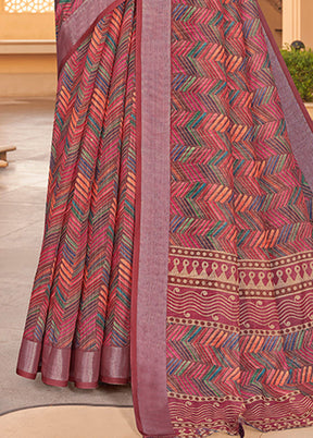 Multicolor Linen Silk Saree With Blouse Piece