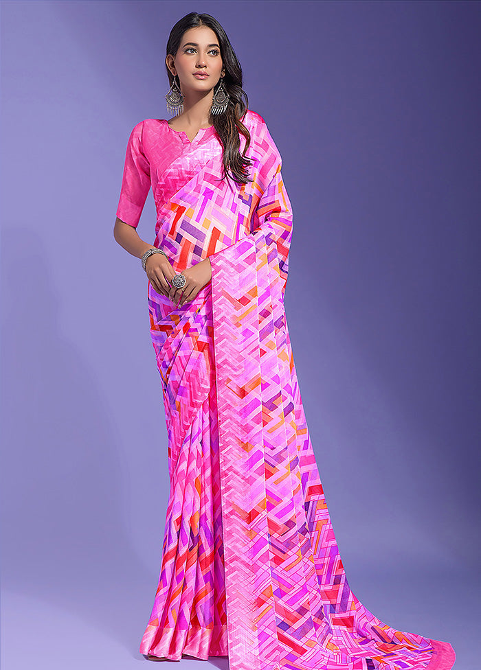 Multicolor Chiffon Silk Saree With Blouse Piece