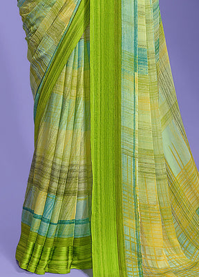 Green Chiffon Silk Saree With Blouse Piece