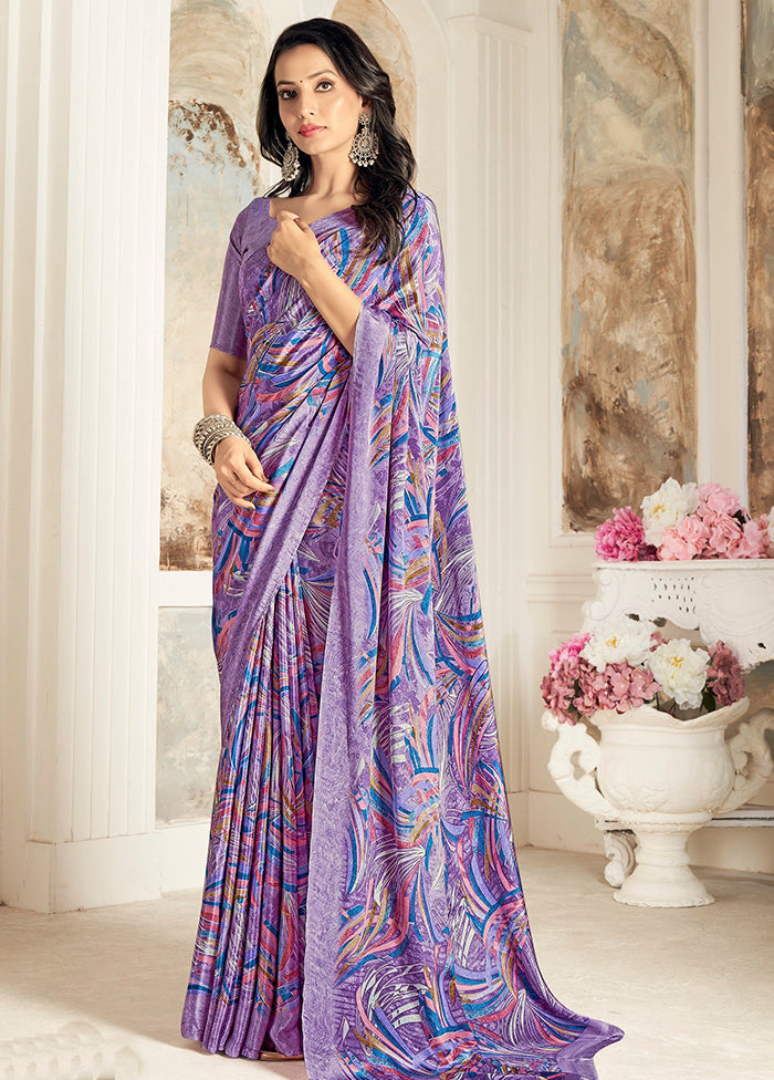 Purple Silk Saree With Blouse Piece