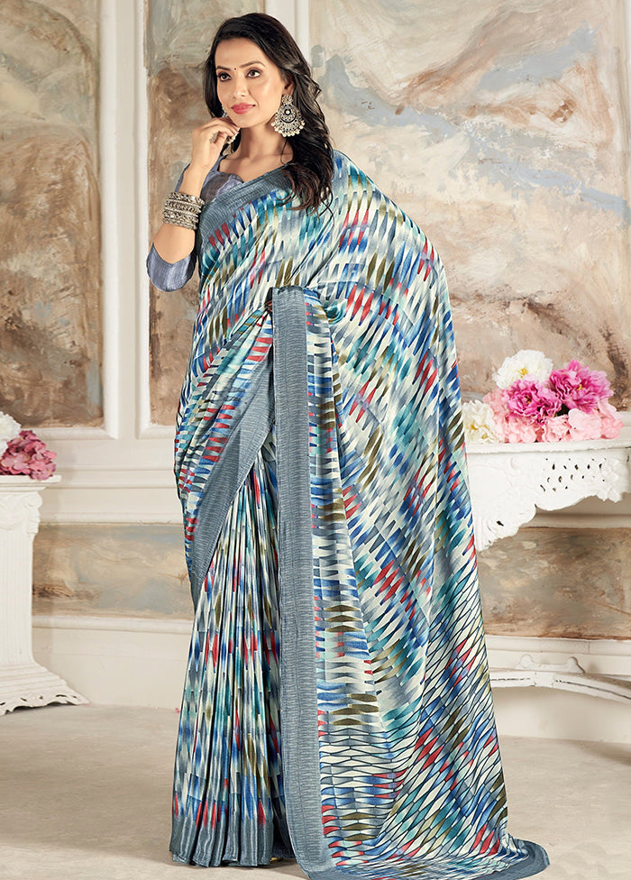 Multicolor Silk Saree With Blouse Piece