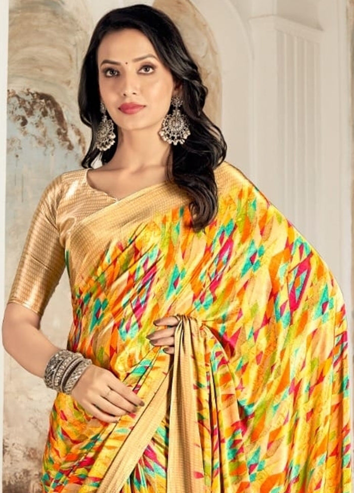 Yellow Silk Saree With Blouse Piece