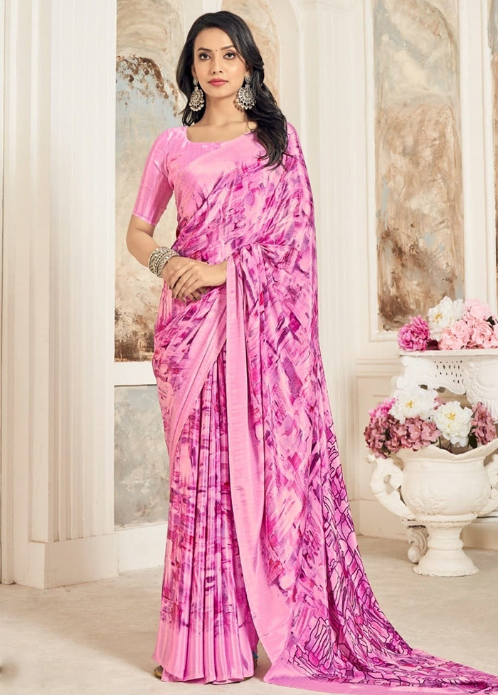 Pink Silk Saree With Blouse Piece