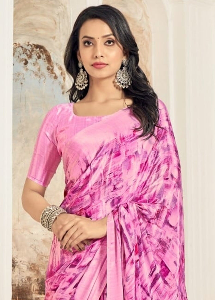 Pink Silk Saree With Blouse Piece