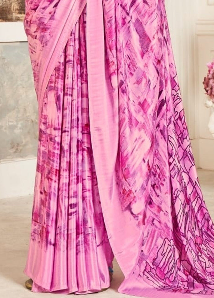 Pink Silk Saree With Blouse Piece