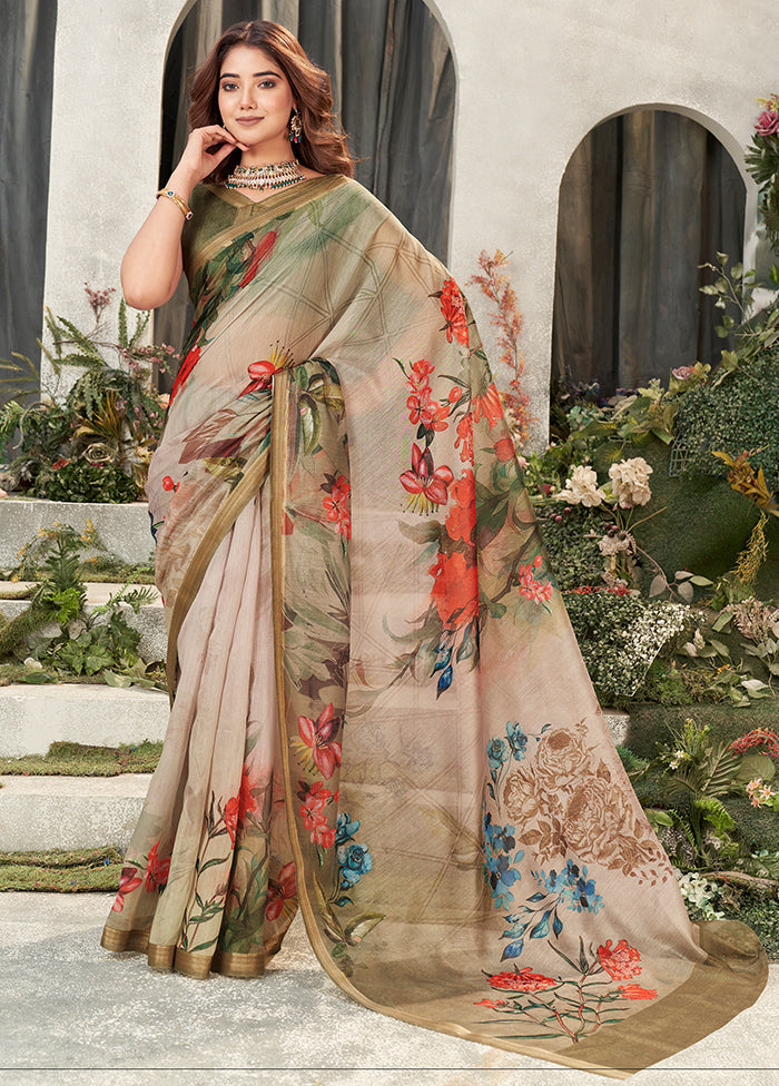 MultiColor Chanderi Silk Saree With Blouse Piece