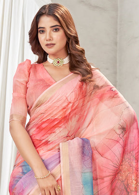 MultiColor Chanderi Silk Saree With Blouse Piece