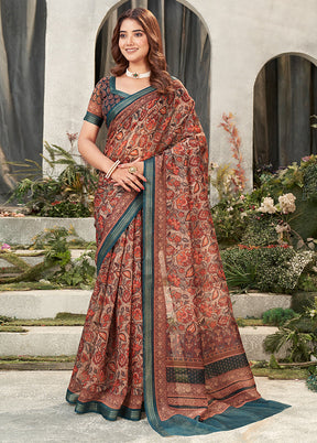 MultiColor Chanderi Silk Saree With Blouse Piece