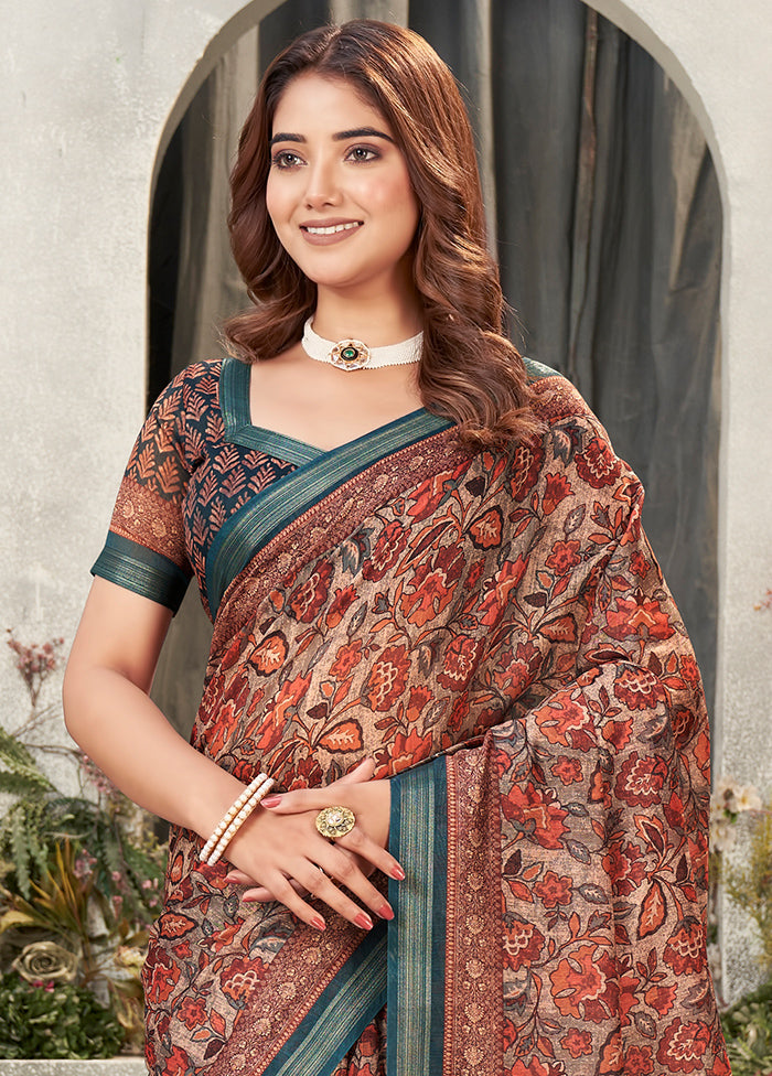 MultiColor Chanderi Silk Saree With Blouse Piece