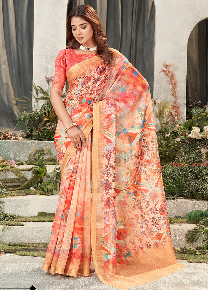 MultiColor Chanderi Silk Saree With Blouse Piece