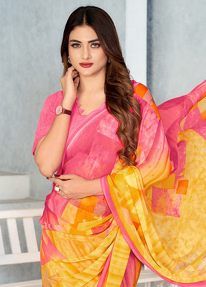 Multicolor Georgette Saree With Blouse Piece - Indian Silk House Agencies