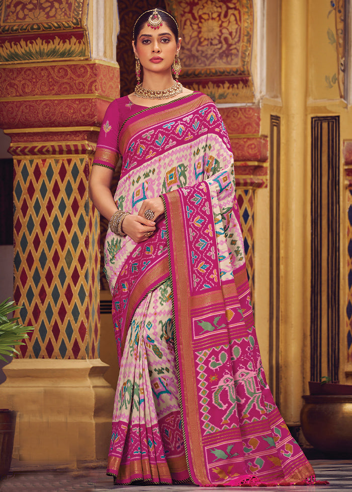 Multicolor Spun Silk Saree With Blouse Piece