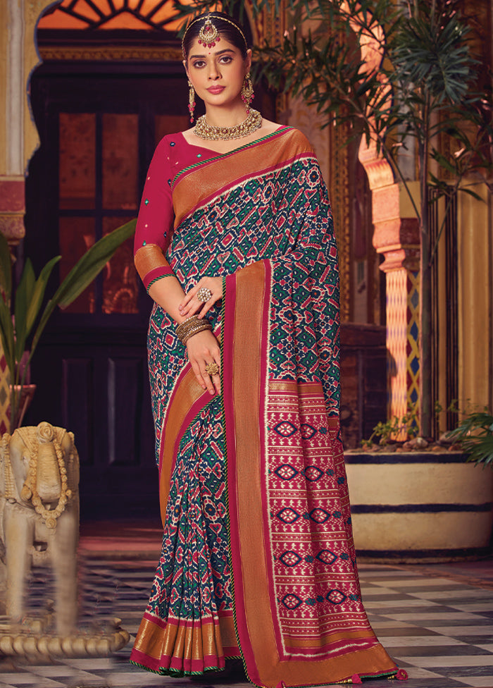 Multicolor Spun Silk Saree With Blouse Piece