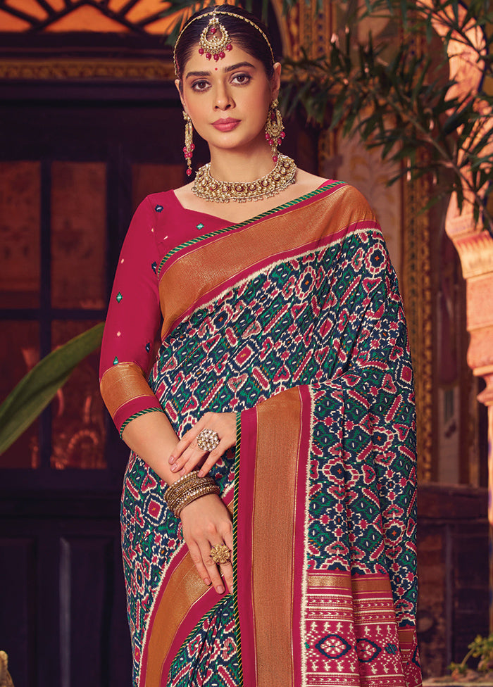 Multicolor Spun Silk Saree With Blouse Piece