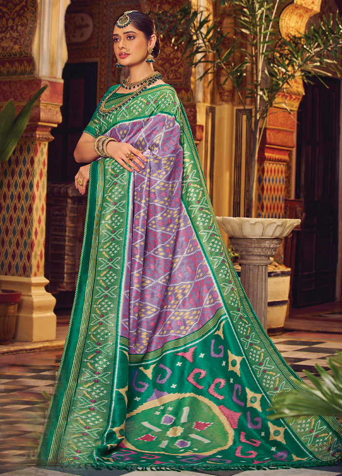 Purple Spun Silk Saree With Blouse Piece